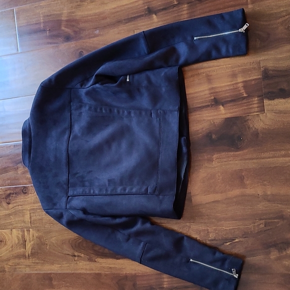 🎉Host Pick🎉 Banana Republic Navy Blue Vegan Suede Biker Jacket - Picture 7 of 9